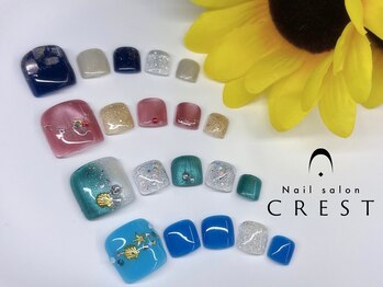 クレスト 奈良店(CREST)の写真/【フットネイルはCREST☆】こだわりのデザインが約100種類♪マグネットを使ったデザインもオススメ★
