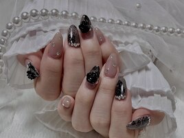 黒レースネイル♪ワンホン