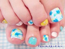 ネイルサロン 爪吉/夏色タイダイが爽やかフット♪