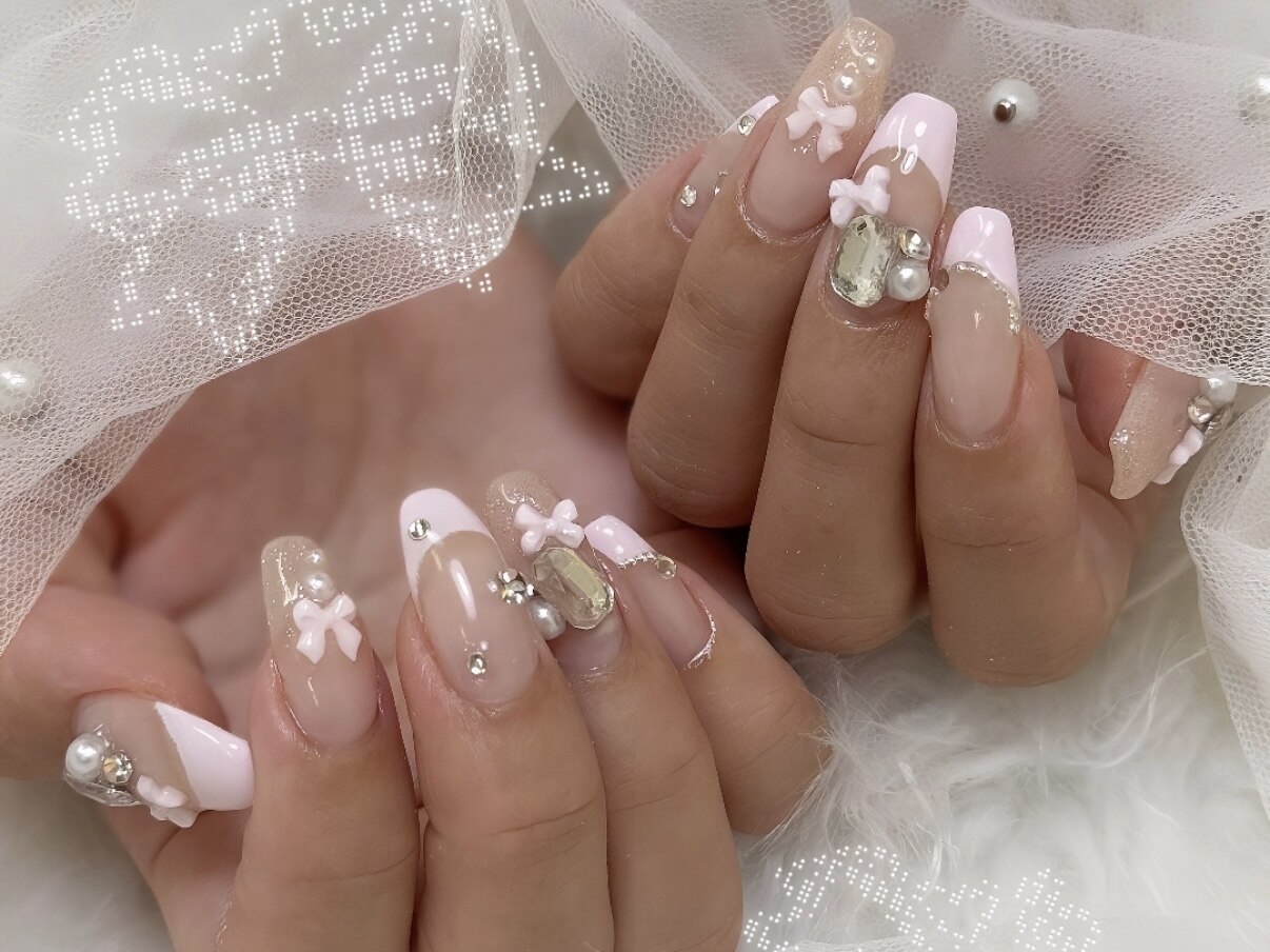 ネイルチップ オーダー マグネット ミラー フレンチ 韓国 夏 蝶々 ネイルチップ オーダー マグネット ミラー フレンチ 韓国 夏 蝶々