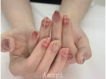 透けレッドチェック×ブラウン