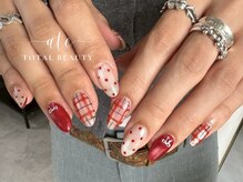 アテ(ate)/赤チェックネイル