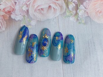 ネイルサロン&スクール ジーナ(GINA)/春ブルーたらし込みネイル