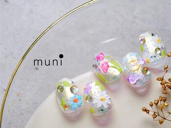 ムニネイル 心斎橋(muni NAIL)/絵画ネイル-お花畑