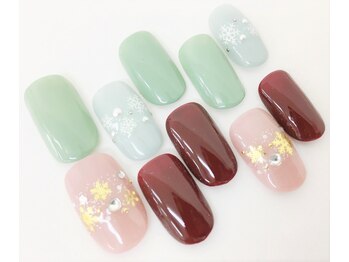 ネイルサロン クイール 小山店(NAIL SALON QUILL)/ワンカラー+結晶アート