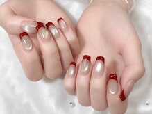 ディオーネ ネイルスタジオ(Dione)/上品な赤のフレンチマグ