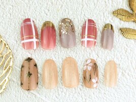 チェック＆フラワーデザイン