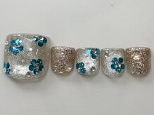 ネイルメゾン 天神店(NAIL MAISON)/ラメ花キラキラ茶¥8500