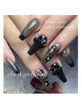 ガガ ネイルアンドビューティー(GAGA)/定額ネイル シアーリボンネイル