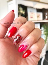 ネイルサロン レーヴ(NAIL SALON REVE)/赤＆キラキラ