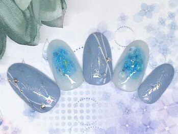 アルセア 上野御徒町店(Alcea)/しずく チークネイル ブルー