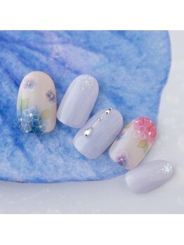 ラ カゼッタ(La casetta)/手描き紫陽花上品ネイル