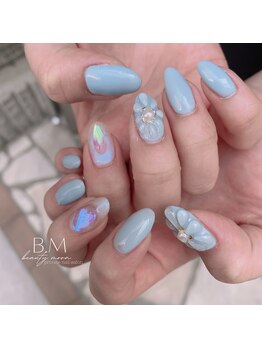 ビューティームーン(beauty moon)/ぷっくりお花とオーロラパーツ