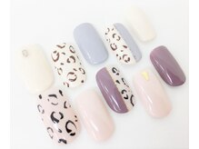 ネイルサロン クイール 小山店(NAIL SALON QUILL)/バイカラー+ヒョウ柄