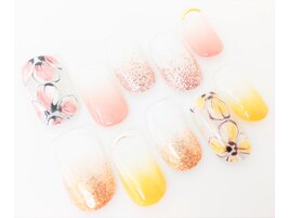 グラデーション+お花アート