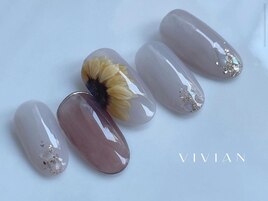 向日葵　ネイル　フラワーアート