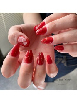 リアンスネイルヴィヴィッド 倉敷店(LianS nail ViViD)/ワンカラー＋ミラーアート