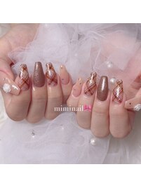 チェックデザイン　ブラウン