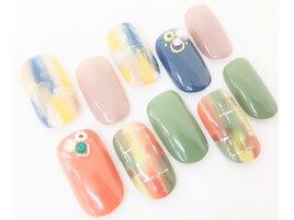 ワンカラー+スクラッチ+ストーン