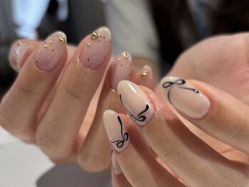 クルネ(QULNE)/リボン/ホワイト/夏ネイル