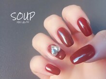 スープ(SOUP)/ボルドー カラー ハートストーン