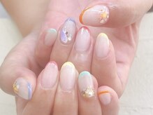 ケーズネイル製作所/カラフルスキニーフレンチネイル