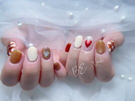 チェックxハートネイル