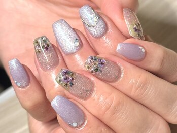 スワロンネイル 名古屋店(SWALLON NAIL)/押し花の紫陽花ネイル
