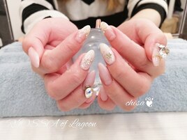シンプルネイル×キラキラ