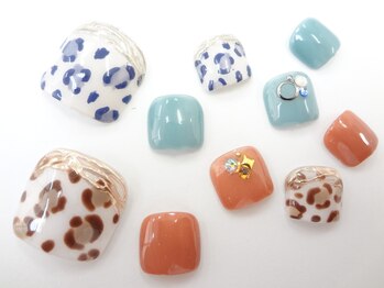 ネイルサロン クイール 小山店(NAIL SALON QUILL)/ワンカラー＋レオパード＋ミラー