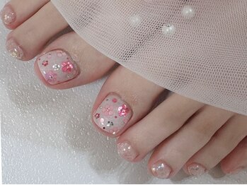 ジュリエット バイ モンネイル(Juliet by MONNAIL)の写真/【Foot◆親指2本アート＋ワンカラー¥5500】足先まで可愛く♪お仕事上ハンドができない方にも◎
