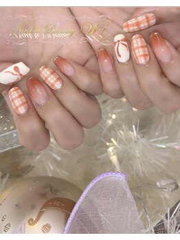 赤チェックネイル