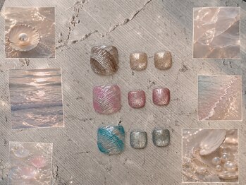 べリンダ 高崎店(BELINDA)の写真/【貝殻ネイル×フラマグ】暑くなる前に先取りフットネイル!足元こそキラッと華やかに/7150【初回オフ無料】