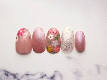 池袋ネイルサロン イイネイル(Ee-Nail)/手描きお花ネイル初回￥7500