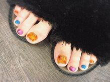 ネイルサロン ジュネイル(NAIL SALON JUNAIL)/FOOT べっ甲×秋カラー サンダル