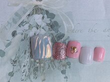 ネイルサロン&スクール ジーナ(GINA)/ピンクミラーフットネイル