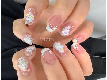 アート風ツリー×白いフレンチ