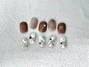 インミニネイルサロン 上野御徒町(INMENE)/ちぐはぐニュアンスコース¥6980