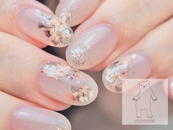 オトナネイル(otona nail)/くすみカラー押し花ネイル