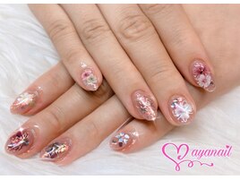 ピンクちぎりホロアートネイル！