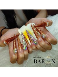 2枚MAX☆オレンジラメグラデ