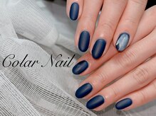コラールネイル 本町(Colar Nail)/ネイビーマット×ワンポイント