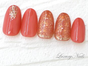 ラグジュアリーネイルズ オオミヤ(Luxury Nails Omiya)/キラキラ*オレンジネイル