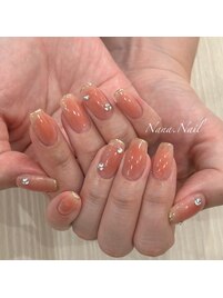 ピーチピンクうる艶チークネイル