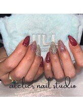 アトリエネイルスタジオ(atelier nail studio)/ラメ輝く大人華やかネイル
