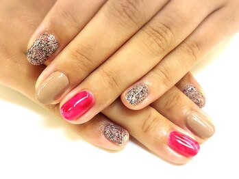 ネイルサロン ジュネイル(NAIL SALON JUNAIL)/ピンクべっ甲×ストーンネイル 2