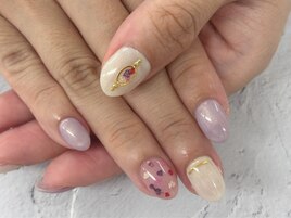 【森】押し花 パープルネイル