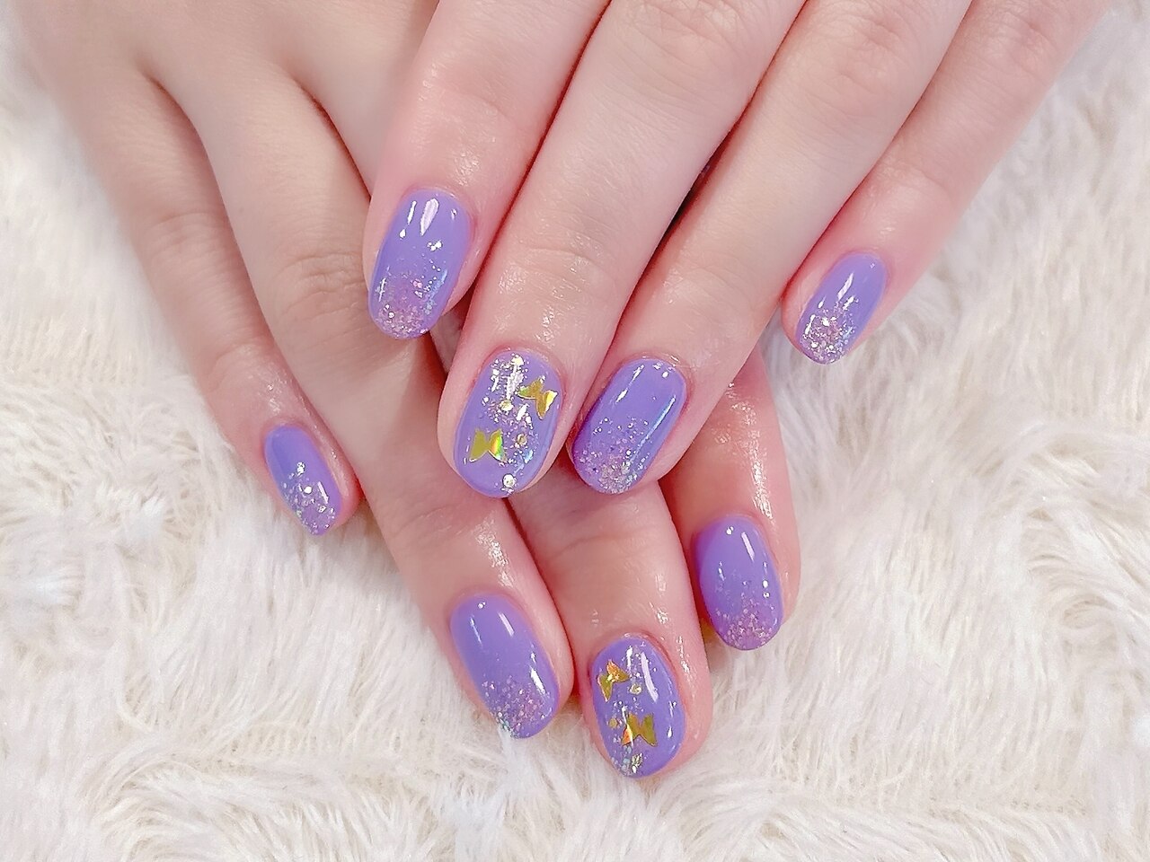 ネイルチップ ワンホン チーク 蝶々 オーロラ ホロ