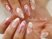 スタイリッシュネイルズ(Stylish Nails)/メタリック＆フラワーデザイン