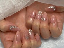 ボタネイル 近鉄八尾駅前店(BOTA NAIL)/ピンク/ビジュー埋め尽くし